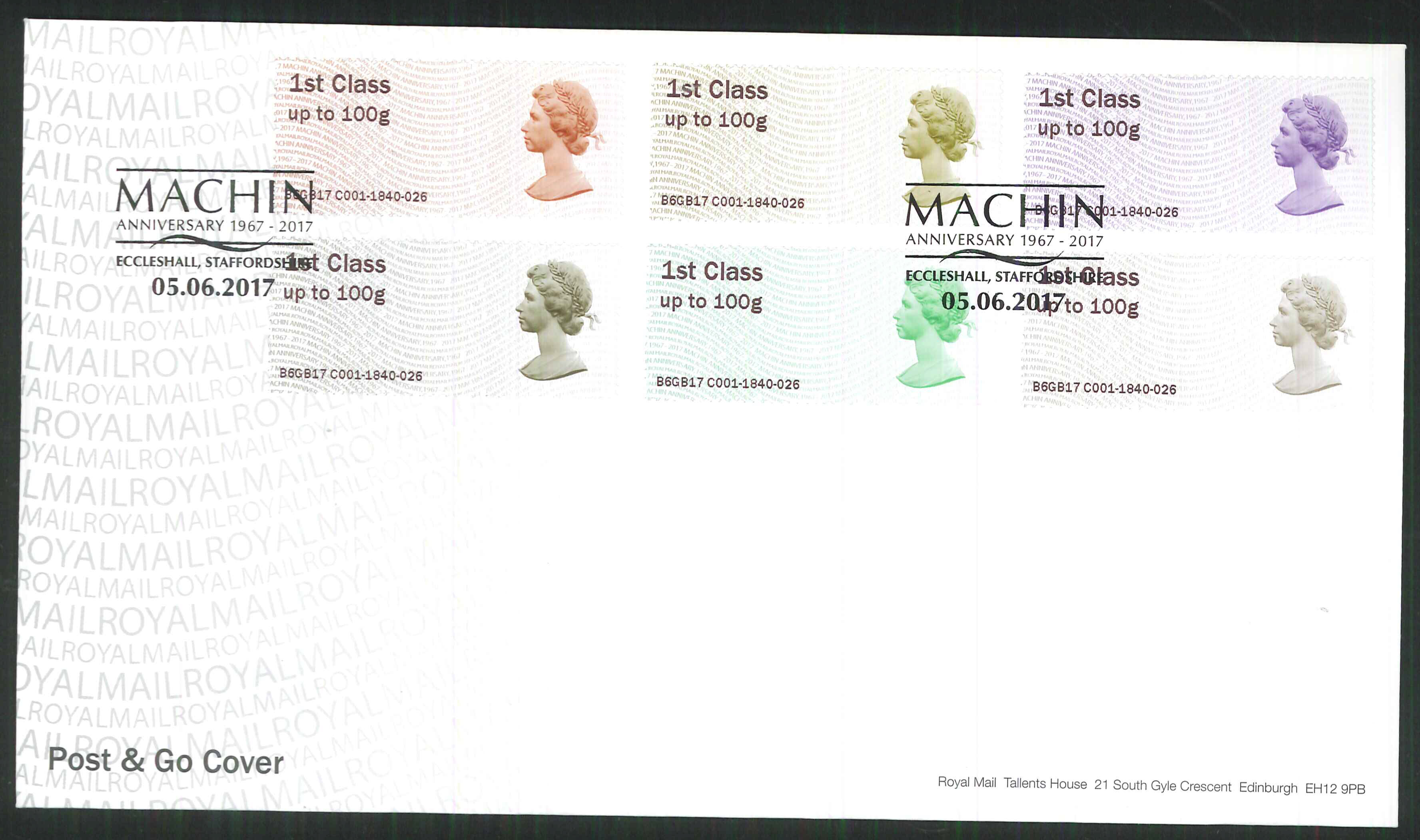 2017 - First Day Cover Machin Post & Go 6 1st Eccleshall Stafford Postmark - Click Image to Close